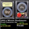 Image 1 : Proof 1991-s Mount Rushmore Modern Commem Half Dollar 50c Graded GEM++ Proof Deep Cameo By USCG