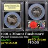 Image 1 : Proof 1991-s Mount Rushmore Modern Commem Half Dollar 50c Graded GEM++ Proof Deep Cameo By USCG