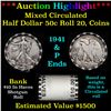 Image 1 : ***Auction Highlight*** Bank 50c Shotgun Roll $10 Halves 20 Coins in an old bank wrapper p Walker & 