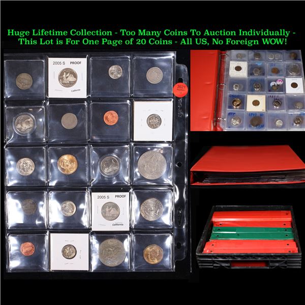 Huge Liifetime Collection - Too Many Coins To Auction Individually - This Lot is For One Page of 20 