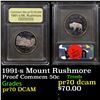 Image 1 : Proof 1991-s Mount Rushmore Modern Commem Half Dollar 50c Graded GEM++ Proof Deep Cameo By USCG