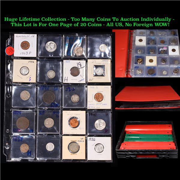 Huge Liifetime Collection - Too Many Coins To Auction Individually - This Lot is For One Page of 20 