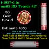 Image 1 : Shotgun Lincoln 1c roll, 1957-d 50 pcs Bank Wrapper.