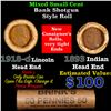 Image 1 : Mixed small cents 1c orig shotgun roll, 1918-d Wheat Cent, 1893 Indian Cent other end, Brinks Wrappe