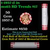 Image 1 : Shotgun Lincoln 1c roll, 1957-d 50 pcs Bank Wrapper.