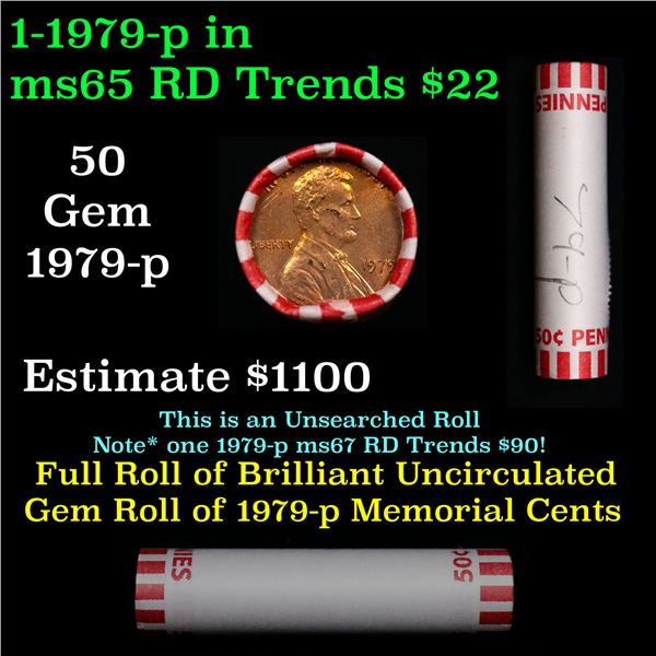 Shotgun Lincoln 1c roll, 1979-p 50 pcs Bank Wrapper.