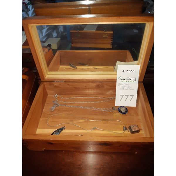 Cedar box with Sterling jewelry cat a