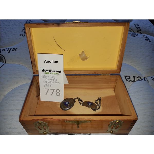 Jewelry box and RCAF Sterling cat a