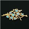 Image 2 : Vintage Large Textured 14K Gold FINE Opal & Diamond Free Form Tree Branch Brooch