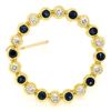 Image 1 : 18k Yellow Gold.70 ctw Bezel Round Sapphire & Diamond Circle of Life Pin Brooch