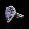 Image 1 : 8.53 ctw Tanzanite and 0.69 ctw Diamond 18K White Gold Ring GIA CERTIFIED