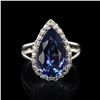 Image 2 : 8.53 ctw Tanzanite and 0.69 ctw Diamond 18K White Gold Ring GIA CERTIFIED