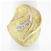 Image 1 : Vintage 14k Yellow Gold Heavy Bombe Florentine Diamond Cocktail Statement Ring