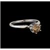 Image 1 : 14KT White Gold 0.80 ctw Round Cut Fancy Brown Diamond Solitaire Ring