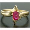 Image 1 : 14K Solid Yellow Gold.83 ctw Prong Set Emerald Cut Red Ruby Solitaire Bypass Rin