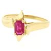 Image 2 : 14K Solid Yellow Gold.83 ctw Prong Set Emerald Cut Red Ruby Solitaire Bypass Rin