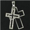 Image 1 : 14k White Gold.75 ctw Round Brilliant Diamond Open Double Floating Cross Pendant