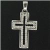 Image 2 : 14k White Gold.75 ctw Round Brilliant Diamond Open Double Floating Cross Pendant