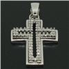 Image 3 : 14k White Gold.75 ctw Round Brilliant Diamond Open Double Floating Cross Pendant