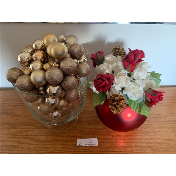 Decorative Ornament Bowl and Artificial Flowers