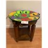 Image 1 : Wooden Side Table with Decorative Ceramic Plate Top