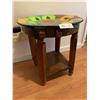 Image 2 : Wooden Side Table with Decorative Ceramic Plate Top