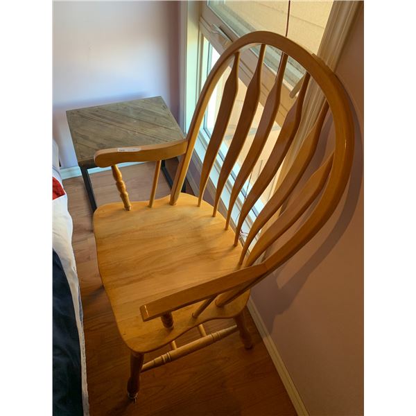 Wooden Chair and Wooden-Top Side Table