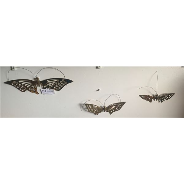 Set of 3 x Metal Butterfly Wall Decorations