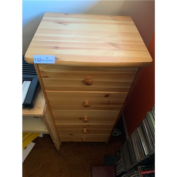 5-Drawer Narrow Wooden Chest (36"H x 15.75"W x 13.5"D)