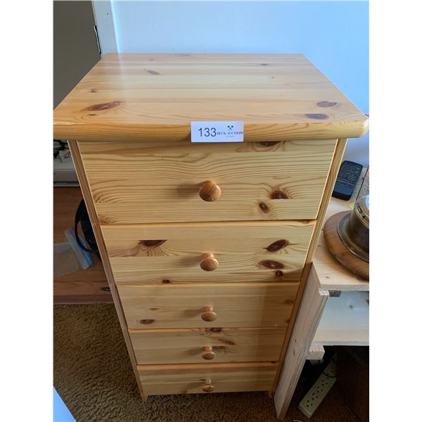 5-Drawer Narrow Wooden Chest (36"H x 15.75"W x 13.5"D)