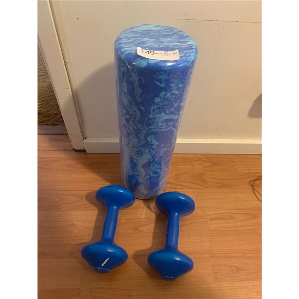 Brand New Foam Roller and Two 2kg Dumbells