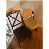 Image 1 : Vintage Upholstered Chair and Folding Wooden Chair