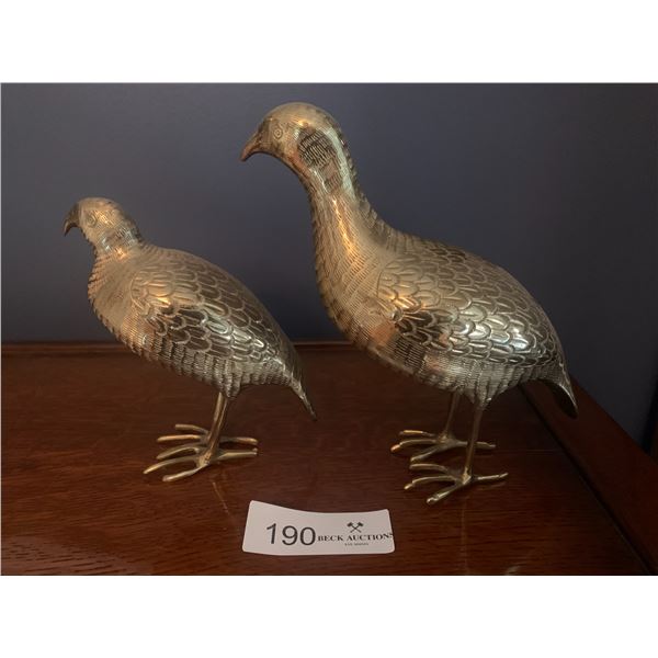 2 x Brass Bird Figurines