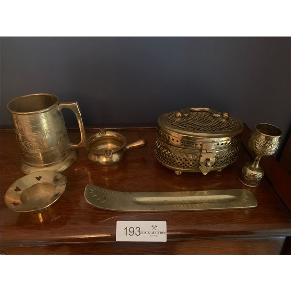 Assortment of Brassware - Incense Holder, Pitcher, Jigger, and More!