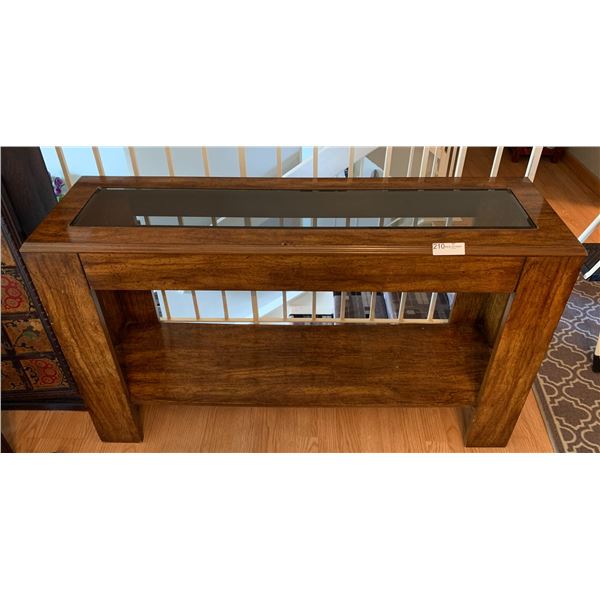Wooden Glass-Top Console Table