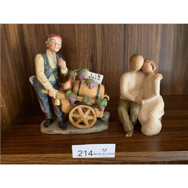2 x Figurines - Wine Seller and Sitting Couple