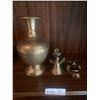 Image 1 : Assortment of Brassware - Vase, Bell, and Mask