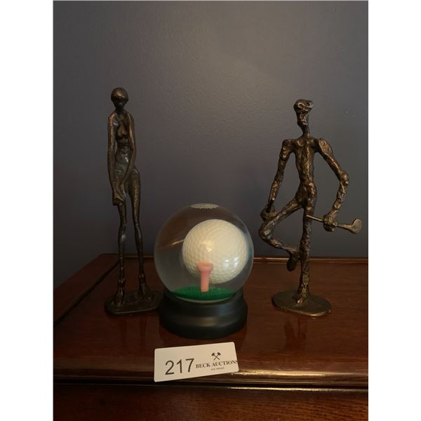 2 x New-Age Golfer Statues and Golf Tee Game