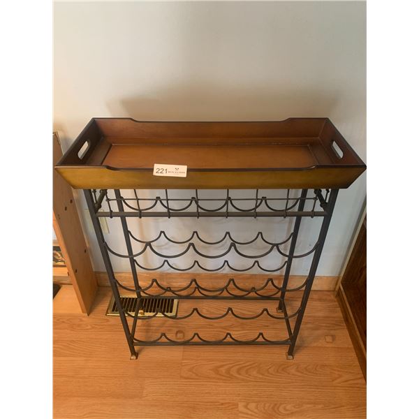 Metal Wine Rack w/ Removable Wooden Tray