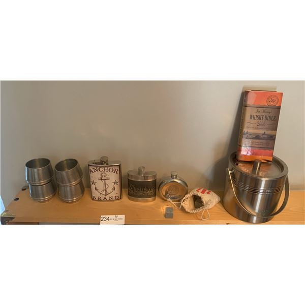Assortment of Barware - Pewter Tumblers, Flasks, Whiskey Rocks, and More!