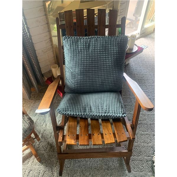 Wooden Adirondack-Style Folding Rocking Chair w/ Cushions