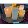 Image 2 : Assortment of Electronic Candles w/ Decorative Brass Tray