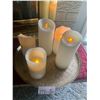 Image 1 : Assortment of Electronic Candles w/ Decorative Brass Tray