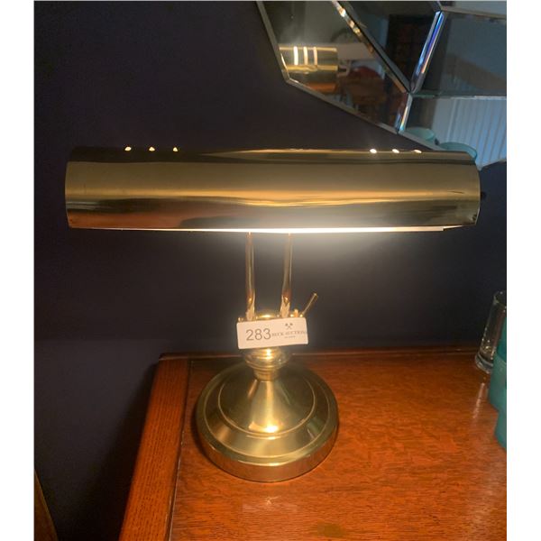 Brass-Colored Banker-Style Lamp