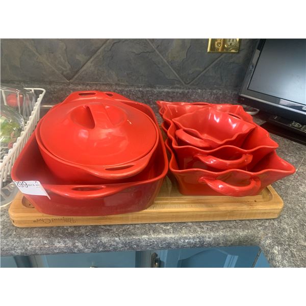 Collection of Red-Colored Bakeware (Includes Corningware!)