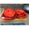 Image 1 : Collection of Red-Colored Bakeware (Includes Corningware!)