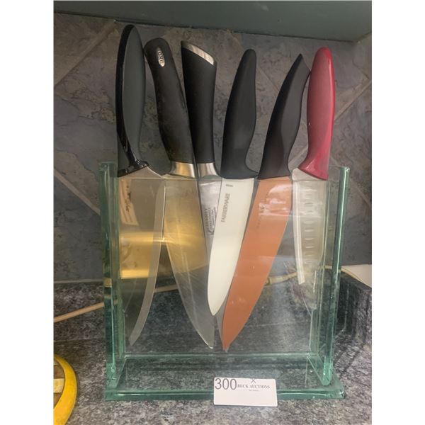 See-Through Knife Block w/ Assortment of Kitchen Knives
