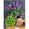 Image 2 : Assortment of Home Decor - Solar-Powered Buddha, Artificial Plants, Salt Lamp