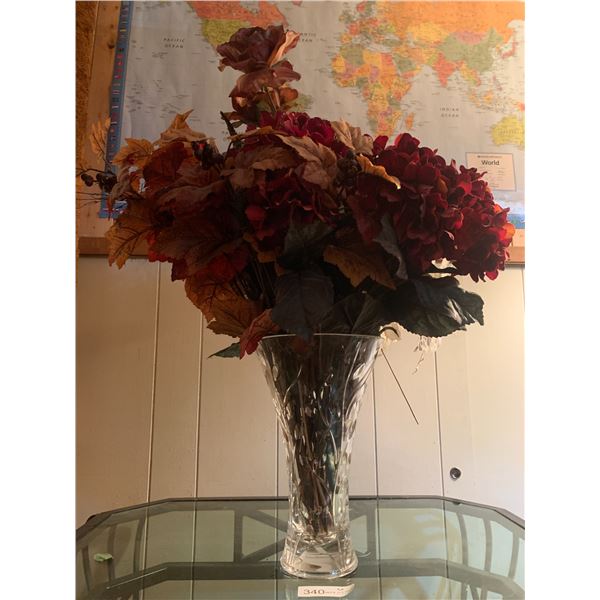 Artificial Flowers in Crystal Vase