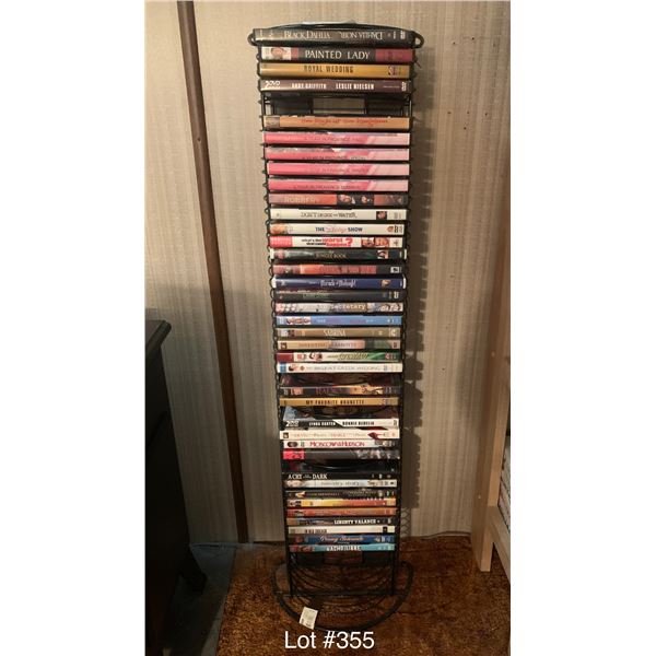Metal DVD Rack w/ Assortment of DVDs